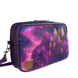 Sötétlila mintás crossbody táska