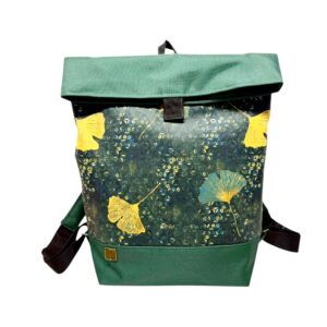Zöld gingko mintás nagyméretű hátizsák